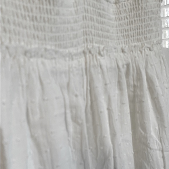 NWOT Betsey Johnson White Cotton Maxi Dress Lined Smocking Waist, Size L - Picture 4 of 12